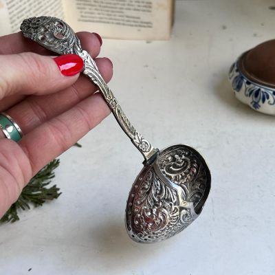 Ложка ситечко 14 см сталь с посеребрением