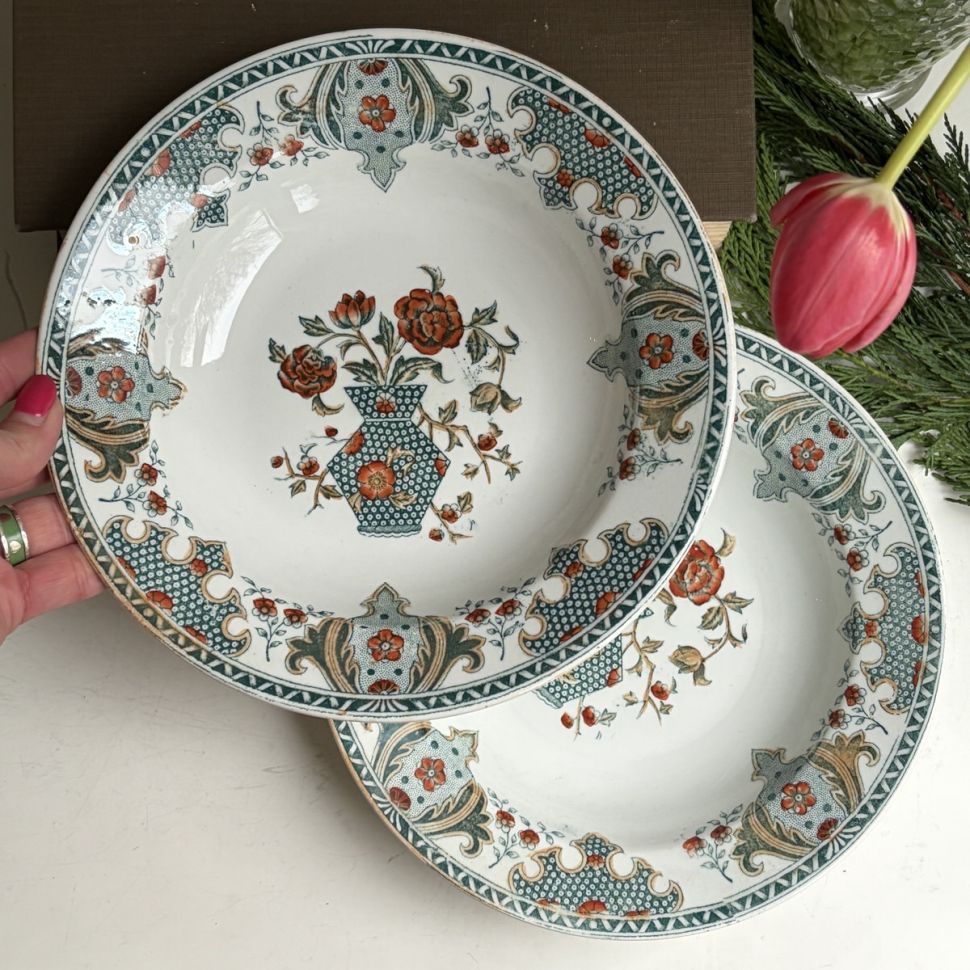 Тарелка глубокая Maastricht Petrus Regout Cenis 22 см Голландия до 1899 года