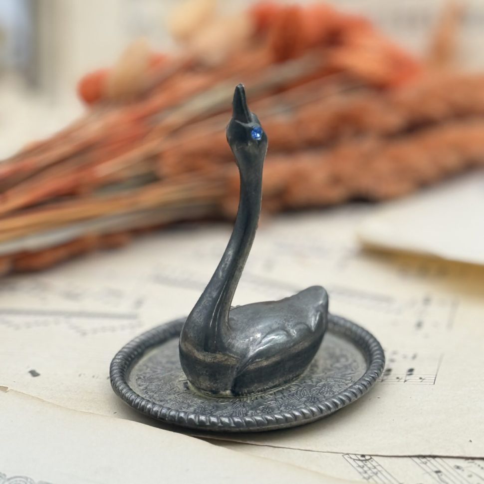 Подставка под кольца Лебедь мельхиор