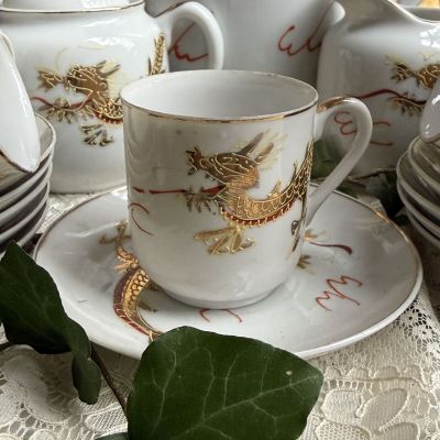 Кофейная пара Дракон 100 мл фарфор литофания Япония