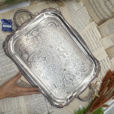 Поднос 57 см Orfèvrerie de Paris Франция серебрение   