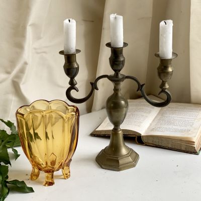 Подсвечник на три свечи 24 см латунь