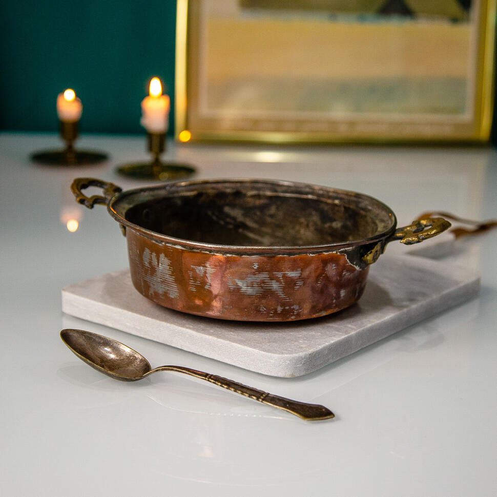 Сковорода сотейник 20 см с двумя ручками медь латунь