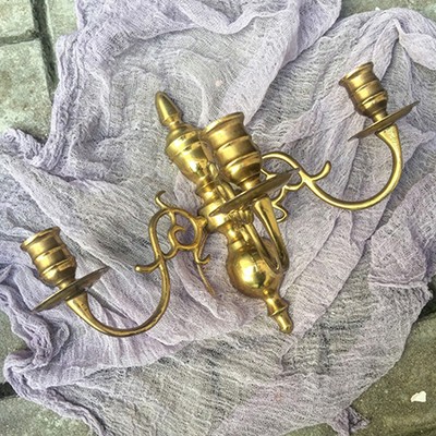 Подсвечник настенный три рожка латунь