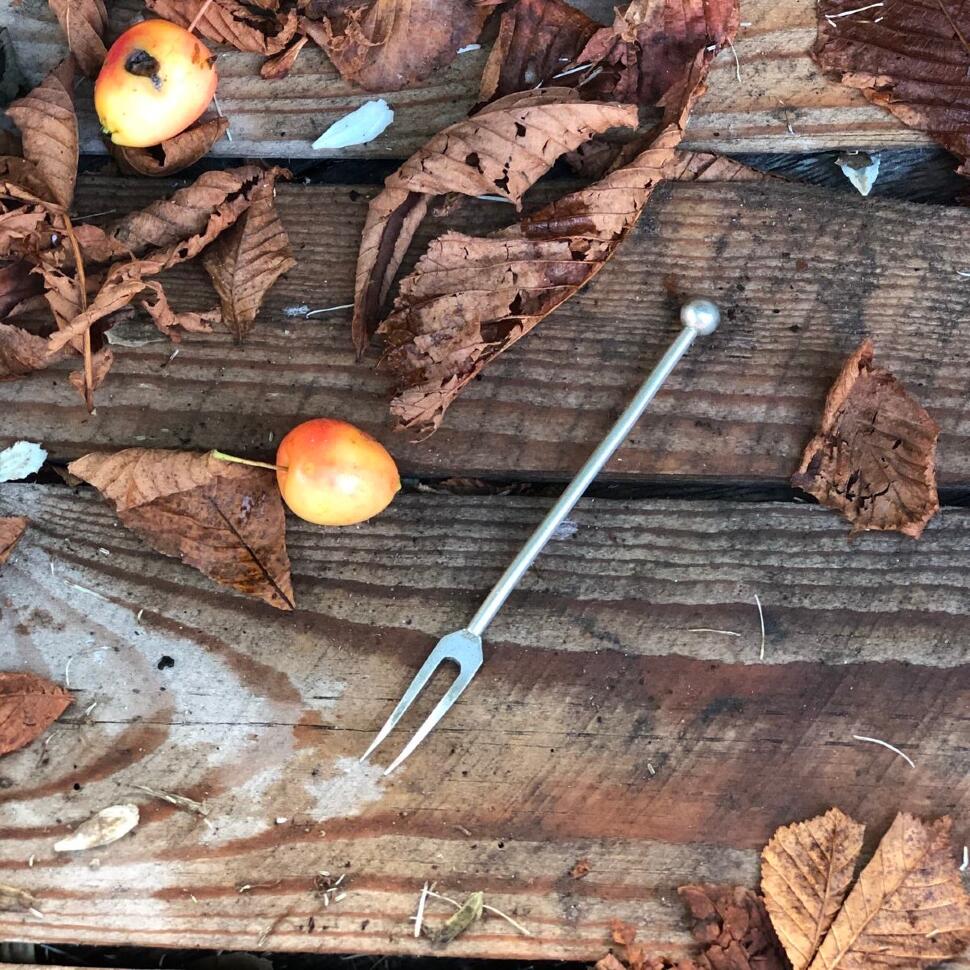 Вилка двузубец 13 см Шарик мельхиор