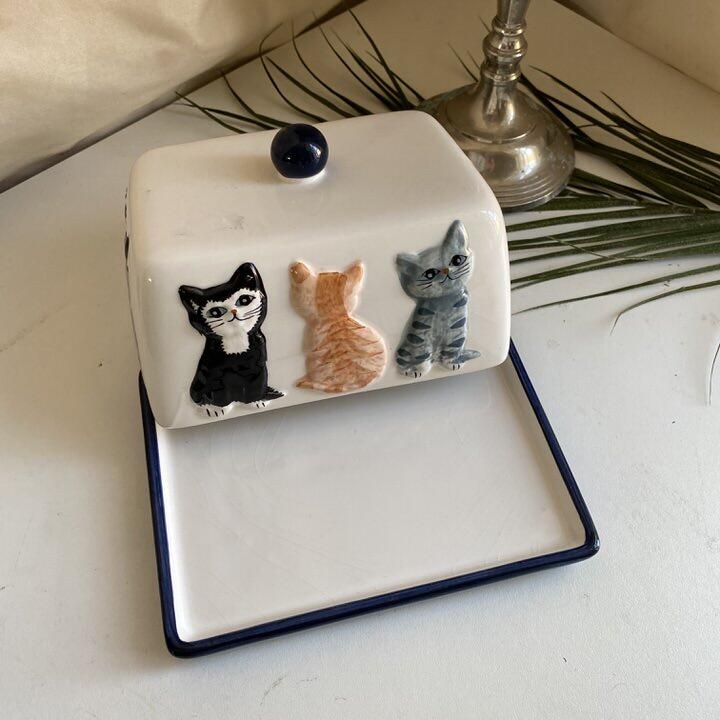 Масленка Три кота керамика