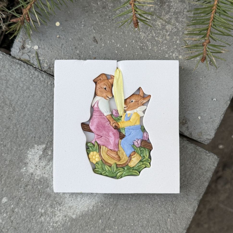 Подвес Hutschenreuther Hasen Lreunde 8 см бисквитный фарфор Германия           