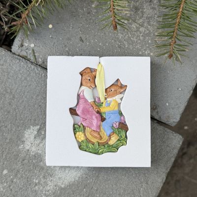 Подвес Hutschenreuther Hasen Lreunde 8 см бисквитный фарфор Германия           