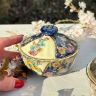 Чаша суповая, сахарница Satsuma фарфор роспись 50-е гг Шинуазри синяя 13 см