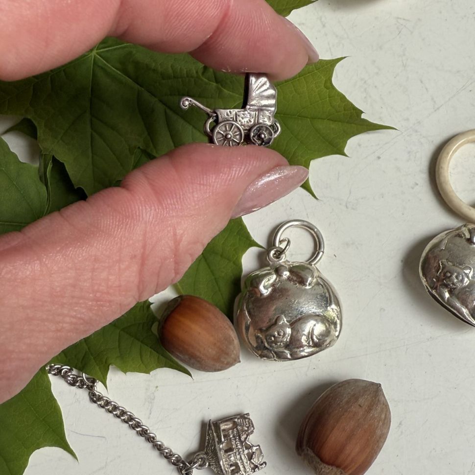 Подвеска Коляска 2 см серебро