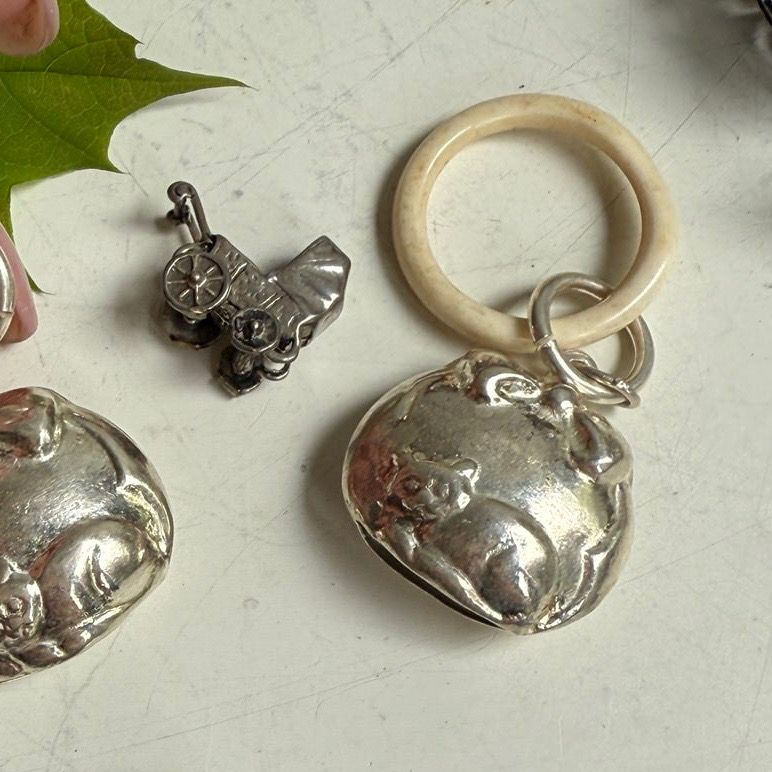 Подвеска Коляска 2 см серебро