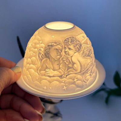 Подсвечник клош Ангелы 12 см бисквитный фарфор Германия