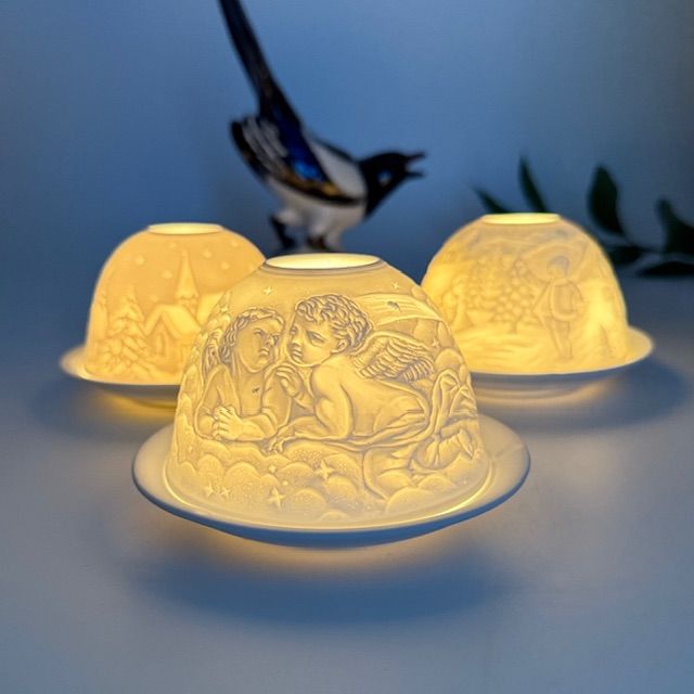 Подсвечник клош Ангелы 12 см бисквитный фарфор Германия