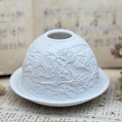 Подсвечник клош Hellmann Versand Starlight Ангелы 12 см бисквитный фарфор Германия       