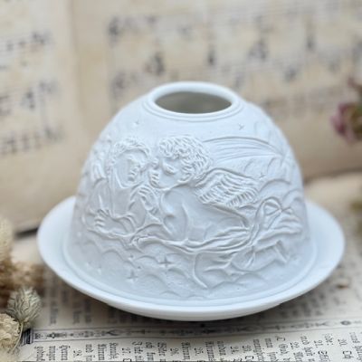 Подсвечник клош Hellmann Versand Starlight Ангелы 12 см бисквитный фарфор Германия       