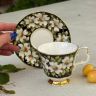 Кофейная пара черный Royal Albert Provincial Flowers Dogwood 150 мл Англия