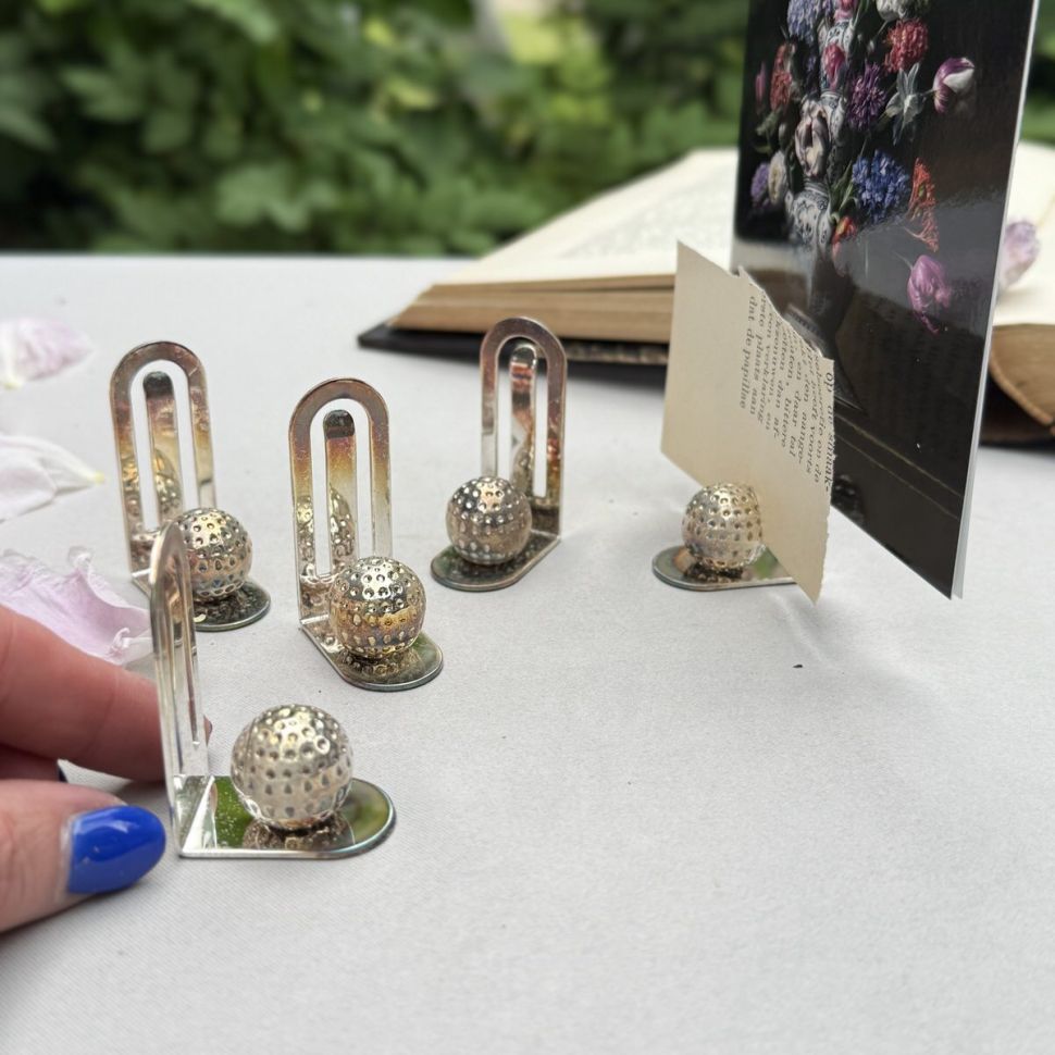 Держатель подставка для карточек Шар 5 см серебрение