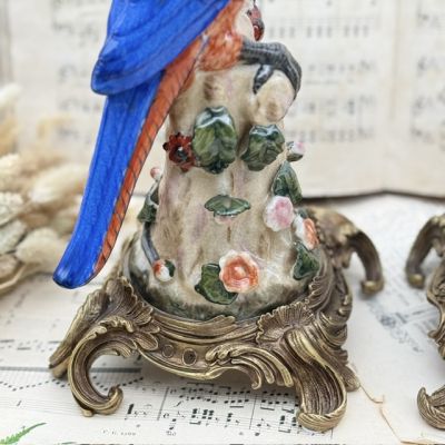 Подсвечник скульптура Попугай красный 37 см WL 1895 фарфор бронза