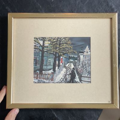 Картина репродукция Зимний город 24х21 см