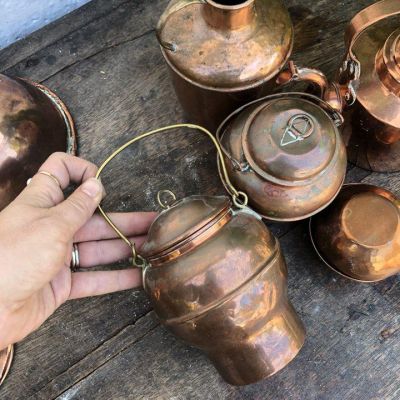 Ведро мини банка с крышками медное с крышкой