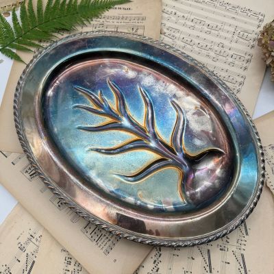 Блюдо поднос для мяса и соуса серебрение Франция 42 см