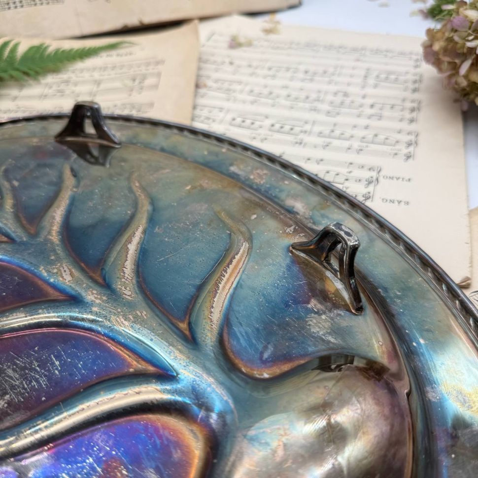 Блюдо поднос для мяса и соуса серебрение Франция 42 см