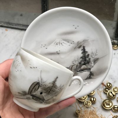 Кофейная пара костяной фарфор, ручная роспись