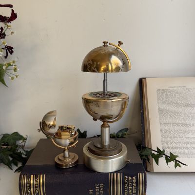 Набор партсигар музыкальная шкатулка зажигалка Глобус золочение