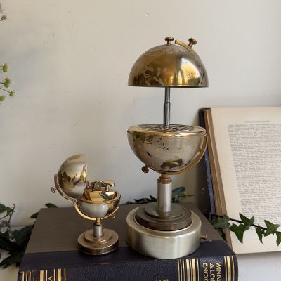 Набор партсигар музыкальная шкатулка зажигалка Глобус золочение