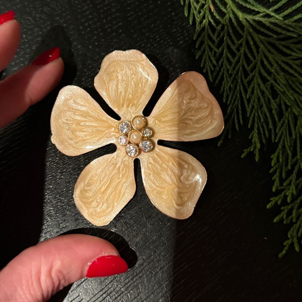 Брошь Цветок 7 см бижутерия эмаль