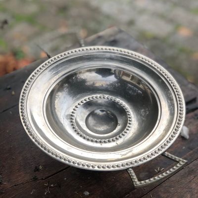 Ваза для фруктов на ножке сухарница мельхиор