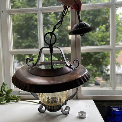 Люстра Желтый Шар медь и чугун