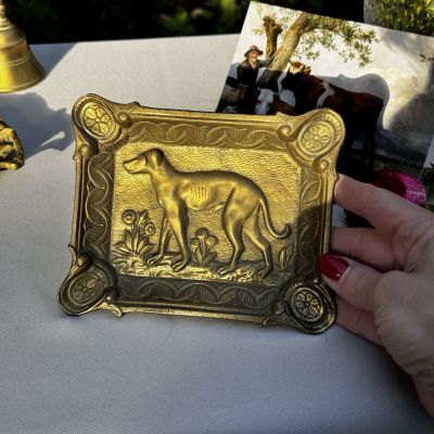 Пепельница мелочница Легавая 15 см бронза