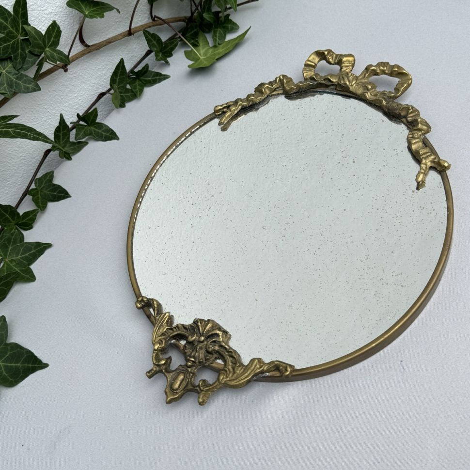 Зеркало Бернадетт эпоха Наполеона III 29 см бронза Франция