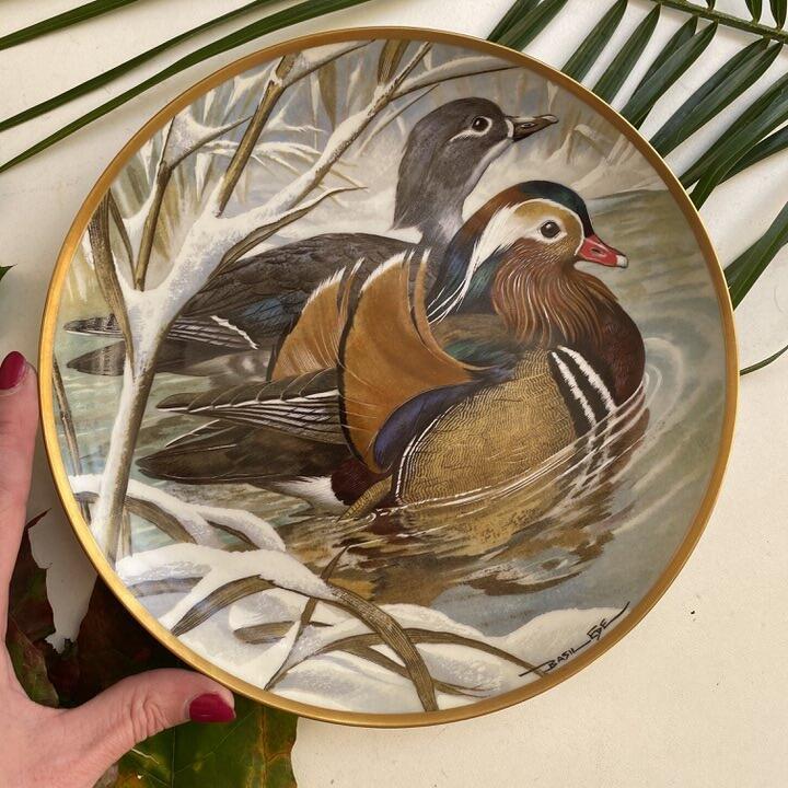 Тарелка 23 см Franklin Porcelain by Limoges Water Birds Mandarin Duck фарфор