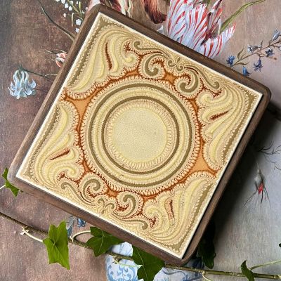 Подставка под горячее 23 см Франция 1900 гг дерево керамика  