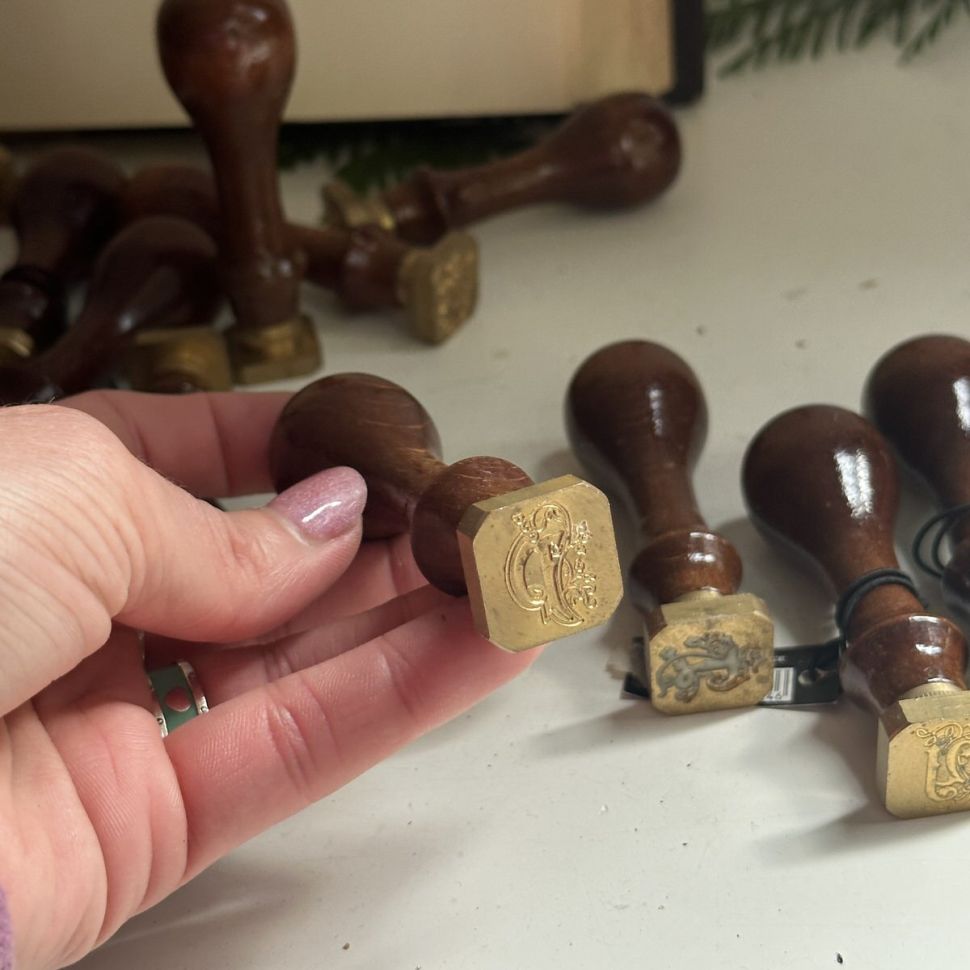 Печать сургучная Литера p дерево латунь 8 см