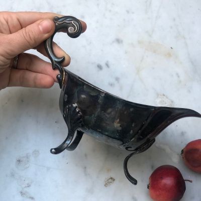 Соусник 250 мл на ножках мельхиор патина