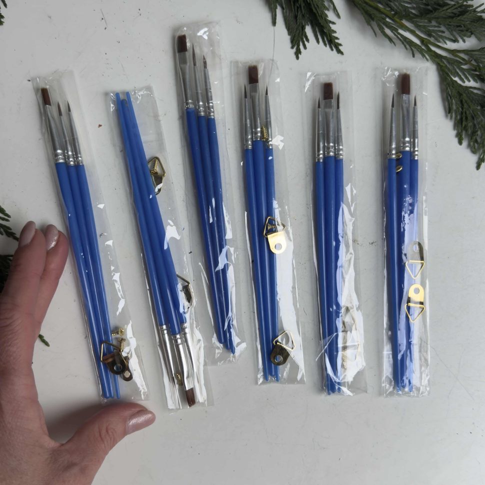 Набор кистей для рисования 3 шт и крепежей 