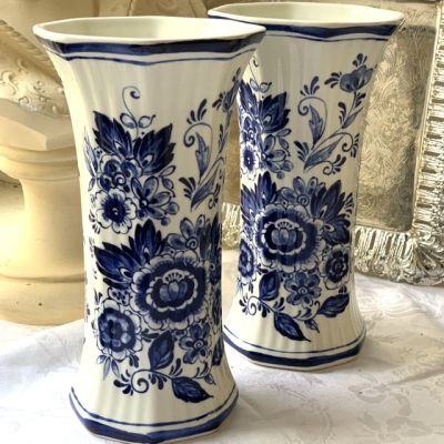 Ваза Delfts Blauw Cиние цветы 21 см керамика Голландия