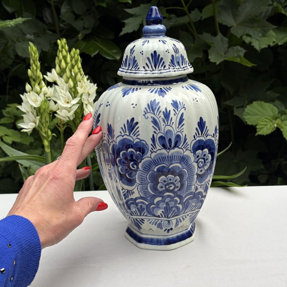 Ваза Delfts Blauw Cиние цветы 32 см керамика Голландия