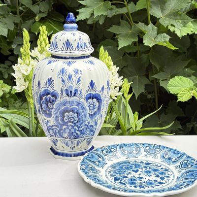 Ваза Delfts Blauw Cиние цветы 32 см керамика Голландия