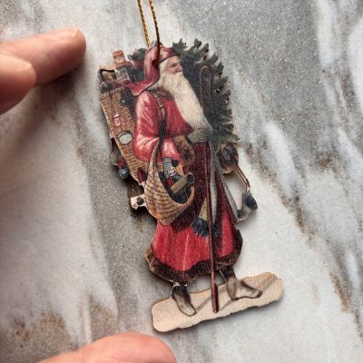 Подвес новогодний 9 см Дед Мороз дерево