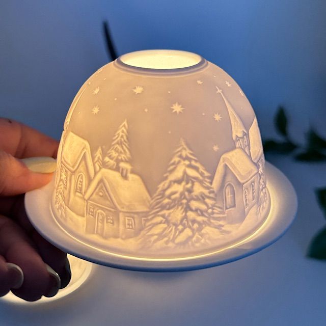 Подсвечник клош Hellmann Versand Starlight Зима 12 см бисквитный фарфор Германия