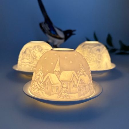 Подсвечник клош Зима 12 см бисквитный фарфор Германия        