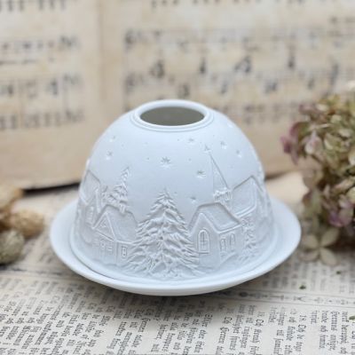 Подсвечник клош Hellmann Versand Starlight Зима 12 см бисквитный фарфор Германия        