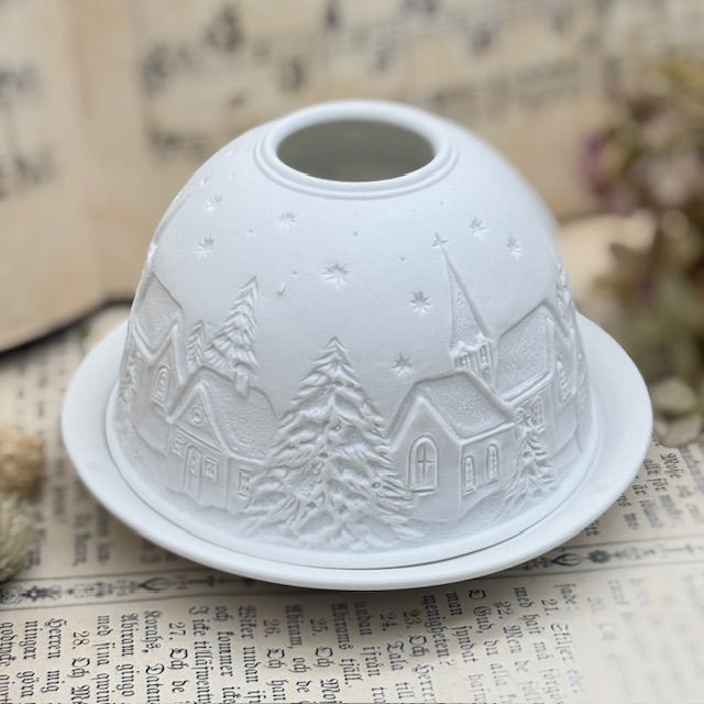 Подсвечник клош Hellmann Versand Starlight Зима 12 см бисквитный фарфор Германия