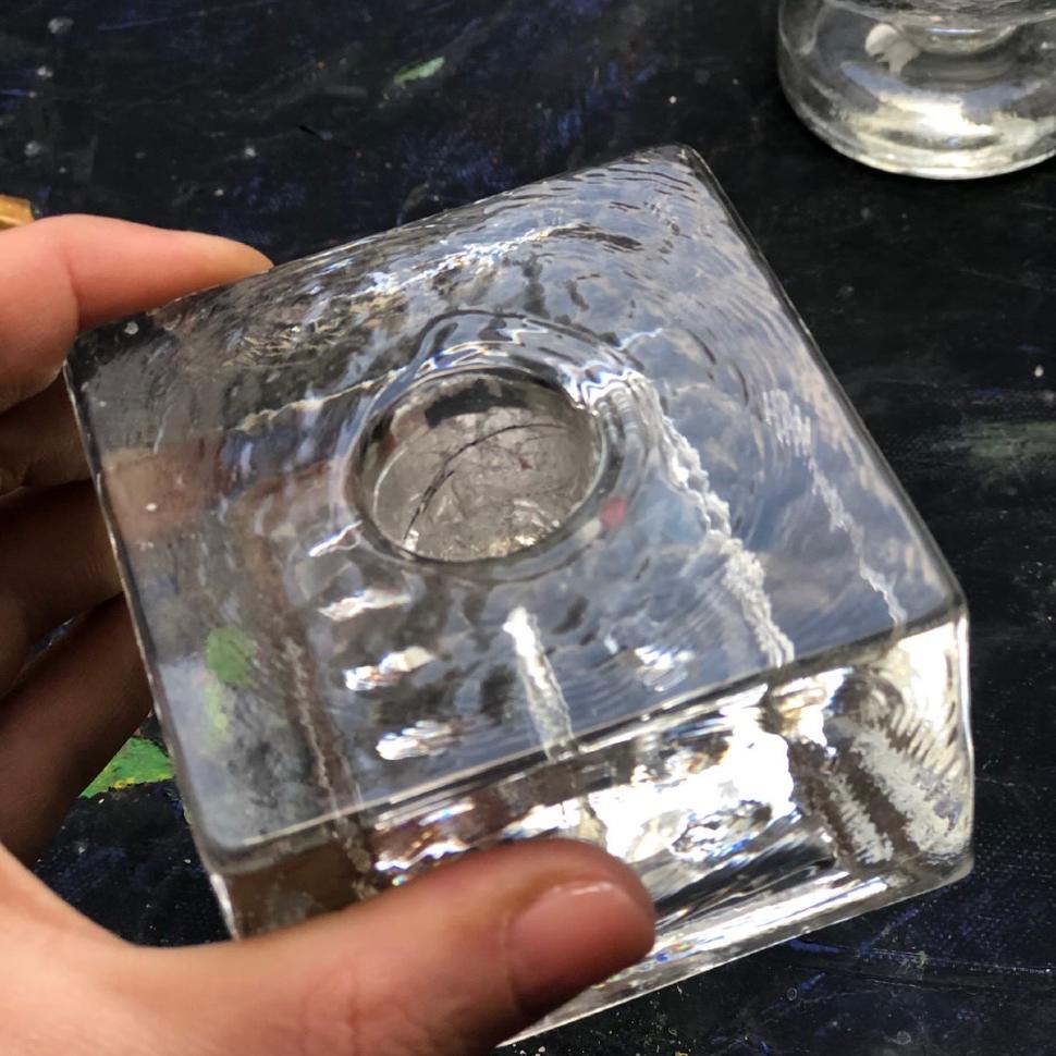 Подсвечник Квадрат для высокой свечи хрусталь Швеция