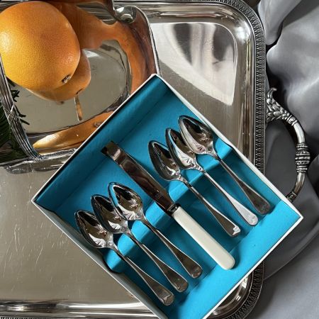 Ложка и нож для грейпфрута набор 7 предметов серебрение Англия