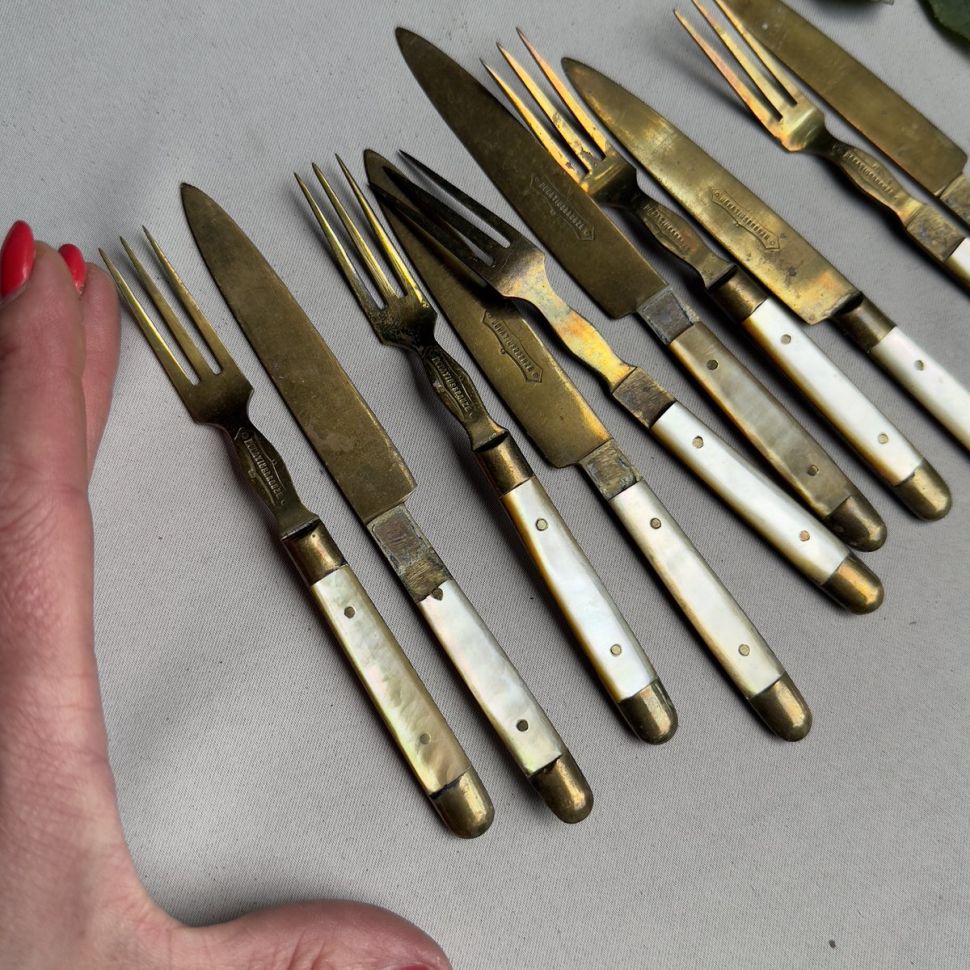 Набор для фруктов вилка и нож 15 см Uchatiusbronze 